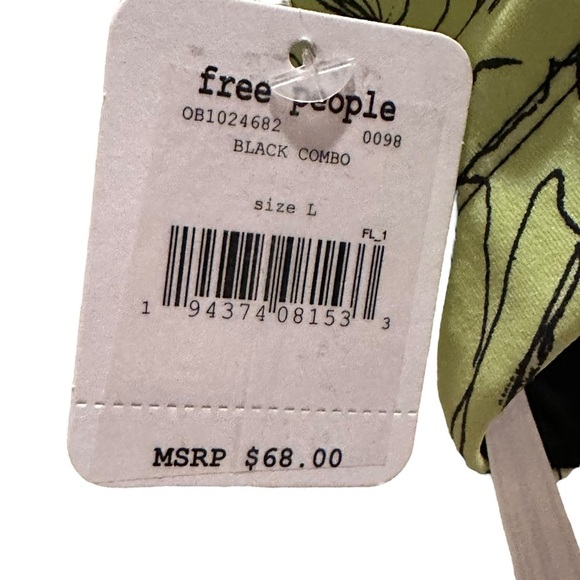 Free People Movement Fired Up Bra High Neck Sports Black Neon Green Size Large - Picture 9 of 9